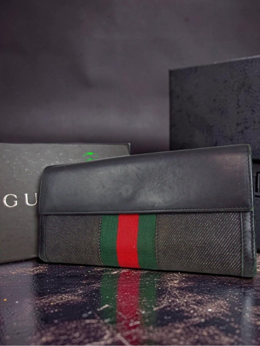 GUCCI Sherry Line Denim Continental Wallet 😍❤️‍🔥